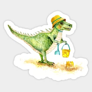 Baby Dinosaur T-Rex on the Beach Sticker